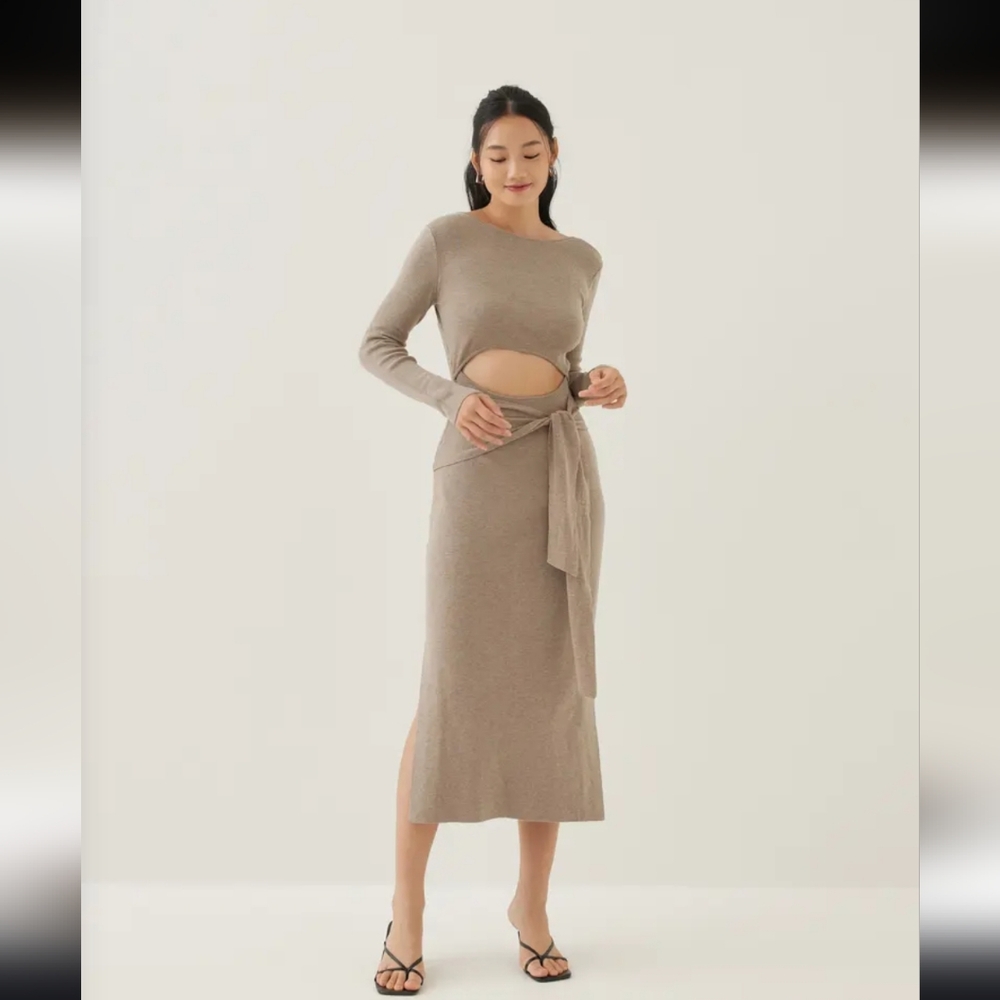 LOVE BONITO not ZARA Elegant Tan Knit Dress